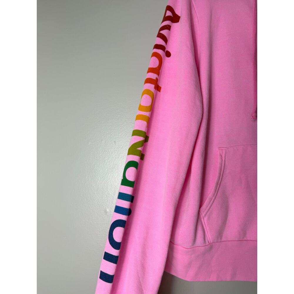 AVIATOR NATION Hoodie M Pink Pullover Venice Sweatshirt Zip Rainbow Sleeve NEW - Picture 8 of 12